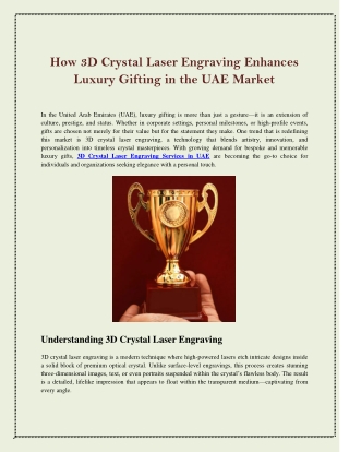 How 3D Crystal Laser Engraving Enhances Luxury Gifting in the UAE Market