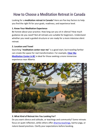 How to Choose the Right Meditation Retreat in Canada: 5 Essential Tips