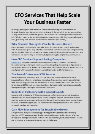 CFO Services That Help Scale Your Business Faster