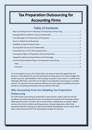 Tax Preparation Outsourcing for Accounting Firms