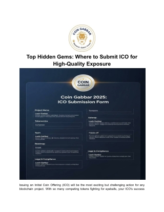 Top Hidden Gems: Where to Submit ICO for High-Quality Exposure