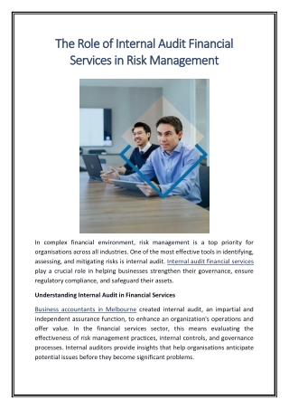 The Role of Internal Audit Financial Services in Risk Management
