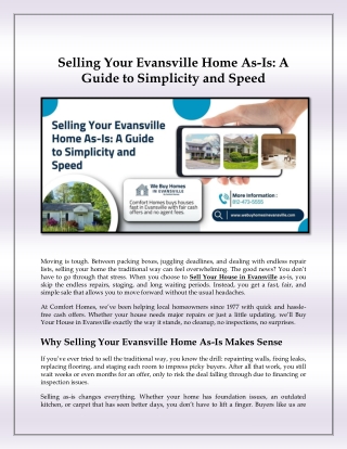 Selling Your Evansville Home As-Is: A Guide to Simplicity and Speed
