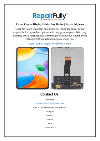 Redmi Combo Display Folder Buy Online | Repairfully.com