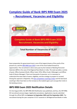 Complete Guide of Bank IBPS RRB Exam 2025 Recruitment Vacancies and Eligibility