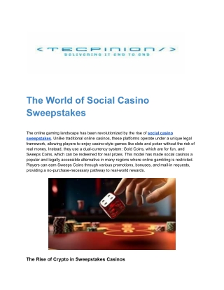The World of Social Casino Sweepstakes