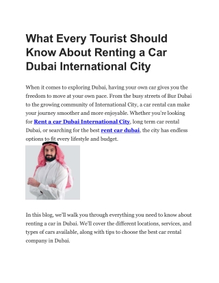 What Every Tourist Should Know About Renting a Car Dubai International City