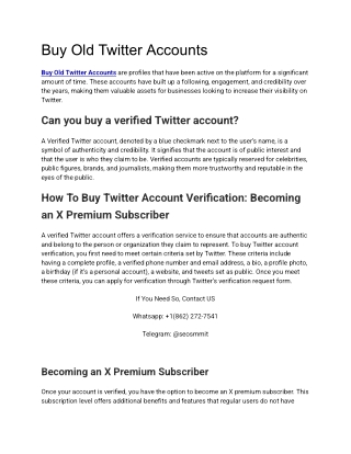 Buy Old Twitter Accounts