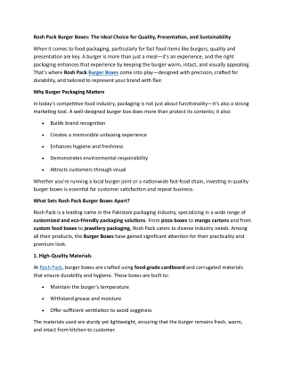 Rosh Pack Burger Boxes