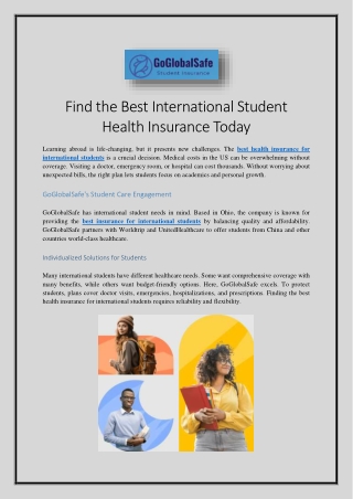 Find the Best International Student Health Insurance Today