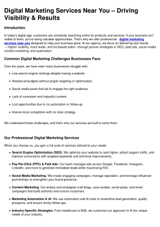 Digital Marketing Services Near You – Driving Visibility & Results