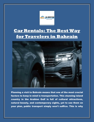 Car Rentals The Best Way for Travelers in Bahrain