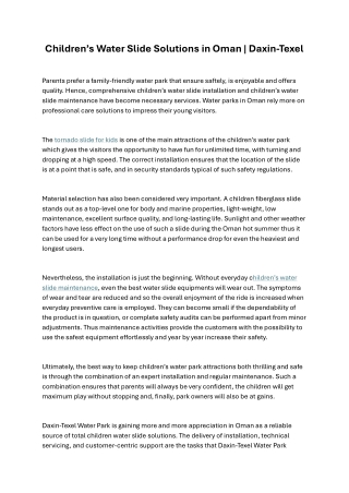 Children’s Water Slide Solutions in Oman Daxin-Texel