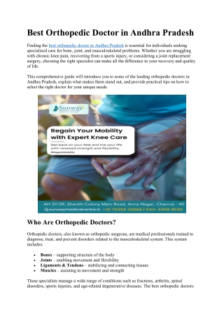 Best Orthopedic Doctor in Andhra Pradesh