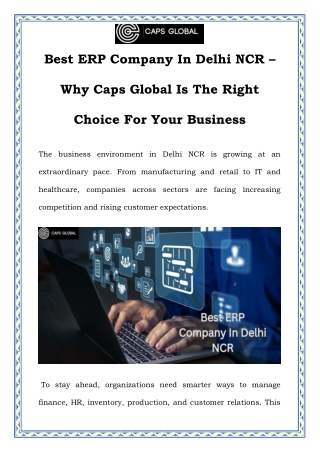 Best ERP Company in Delhi NCR | ERP Software Solutions by Caps Global
