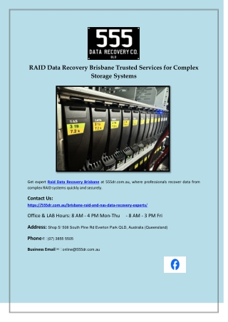 RAID Data Recovery Brisbane Trusted Services for Complex Storage Systems