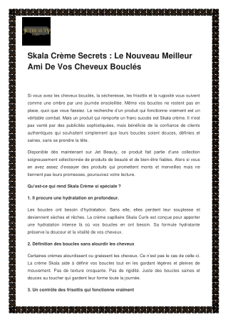 Skala Crème Secrets : le nouveau meilleur ami de vos cheveux bouclés