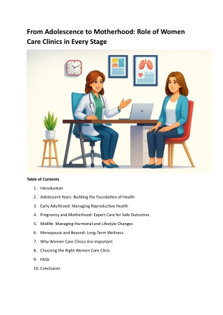 From Adolescence to Motherhood Role of Women Care Clinics in Every Stage