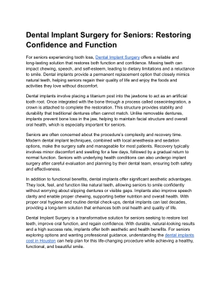 Dental Implant Surgery for Seniors_ Restoring Confidence and Function