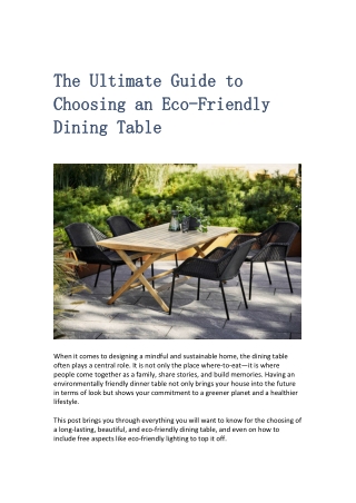 The Ultimate Guide to Choosing an Eco-Friendly Dining Table