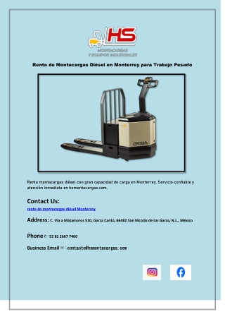 Renta de Montacargas Diésel en Monterrey para Trabajo Pesado