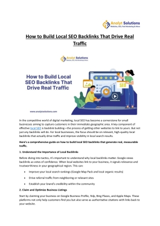 How to Build Local SEO Backlinks That Drive Real Traffic