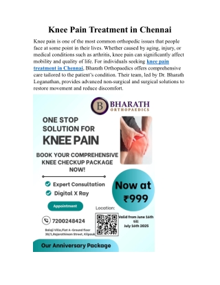 Knee Pain Treatment in Chennai