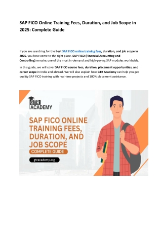 SAP FICO Online Training Fees