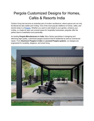 Pergola Customized Designs for Homes, Cafés & Resorts in India