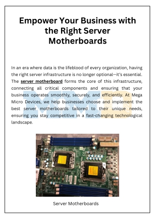 Empower Your Business with the Right Server Motherboards