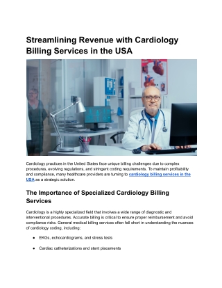 Cardiology Medical Billing USA