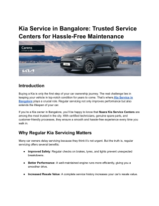 Kia Service in Bangalore_ Trusted Service Centers for Hassle-Free Maintenance