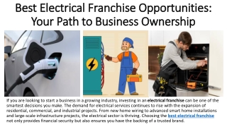 Best Electrical Franchise Opportunities