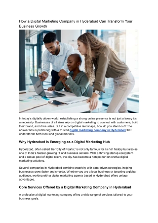 How a Digital Marketing Company in Hyderabad Can Transform Your Business Growth