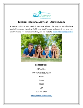 Medical Insurance Advisor | Acaweb.com