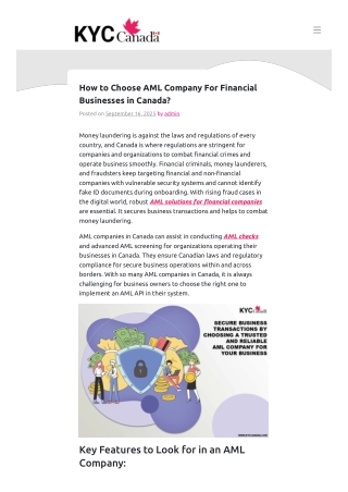 How to Choose AML Company For Financial Businesses in Canada?
