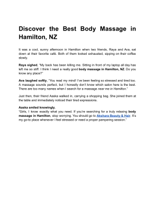Discover the Best Body Massage in Hamilton, NZ