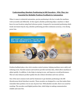 Understanding Absolute Positioning in SSI Encoders