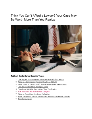 Think You Can’t Afford a Lawyer? Your Case May Be Worth More Than You Realize