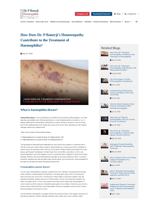 How Does Dr. P Banerji’s Homoeopathy Contribute to the Treatment of Haemophilia