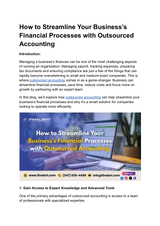 How to Streamline Your Business’s Financial Processes with Outsourced Accounting