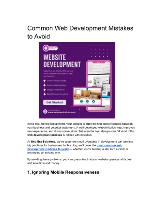 Common Web Development Mistakes to Avoid