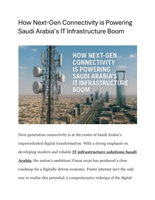 Next-Gen Connectivity Boosts Saudi IT Infrastructure