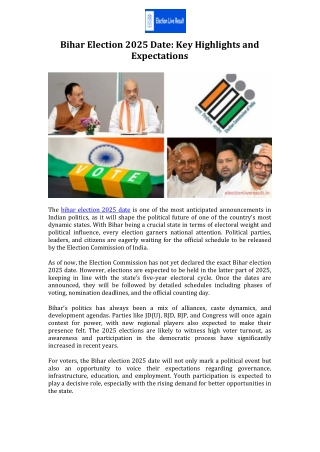 Bihar Election 2025 Date Key Highlights and Expectations