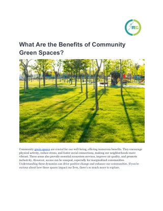 What Are the Benefits of Community Green Spaces_