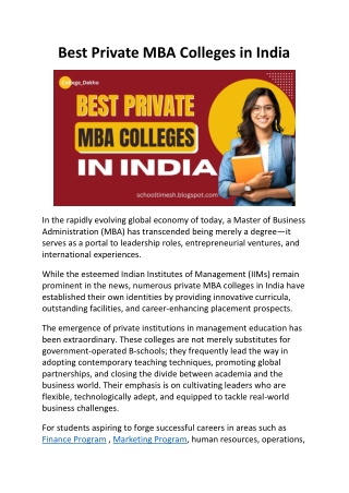 Best Private MBA Colleges in India