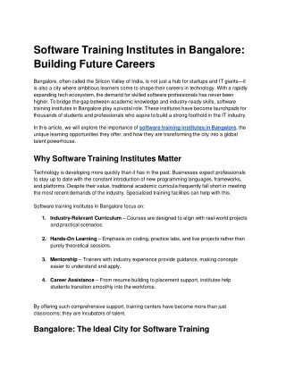 Software Training Institutes in Bangalore_ Building Future Careers