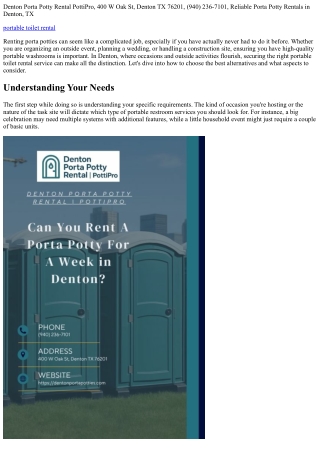 How to Guarantee Quality When Renting Porta Potties in Denton