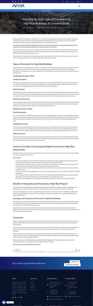Choosing the Right Type of Formwork for High-Rise Buildings: A Complete Guide