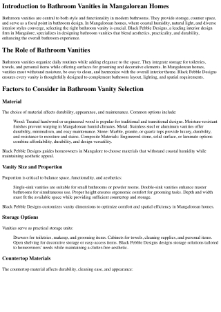 Bathroom Vanity Designs in Mangalore: Black Pebble Designs’ Guide to Style and F